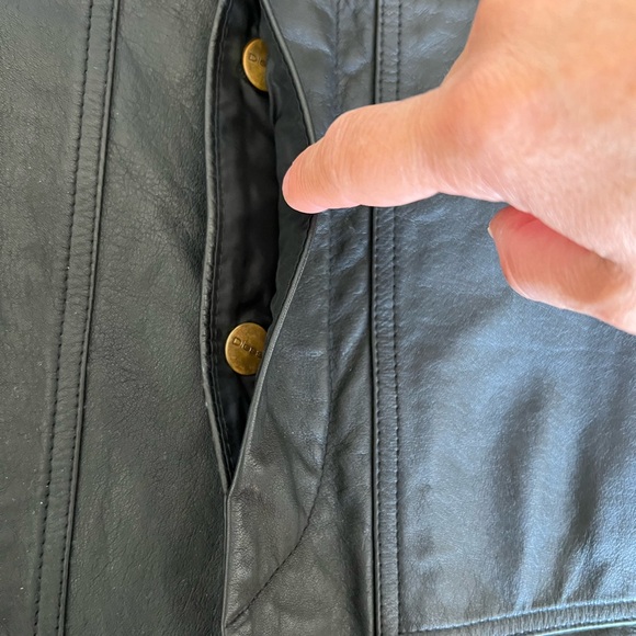 DIESEL Fab Y2K Leather Jacket Buttons Quilted Lining Vintage Size Small - Picture 10 of 14